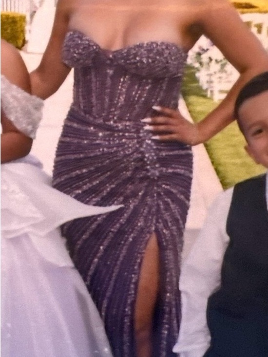 Dresses & Skirts - Strapless Purple Beaded Evening Gown